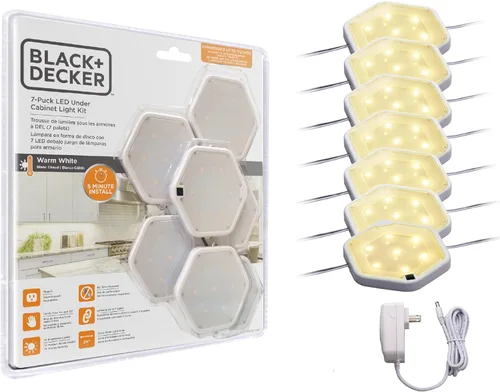 PureOptics LED Kit de 7 luces LED de disco, blanco cálido (LEDUC-PUCK-7WK)
