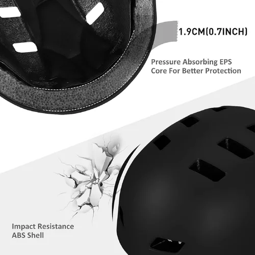 Miniatura 5 de Casco de bicicleta en 3 tallas para adolescentes, niños, jóvenes, adultos, Bavilk Casco de monopatín ajustable multideporte para bicicleta, Negro