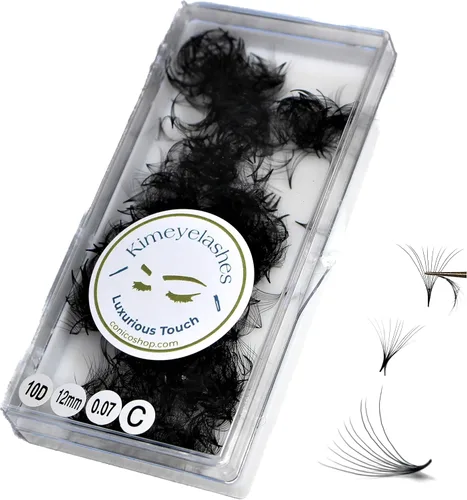 Miniatura 6 de 6D - 0.07 C y D Curl 1000 Abanicos de volumen prehechos sueltos, extensiones de pestañas hechas a mano, suministros de volumen ruso para abanicos