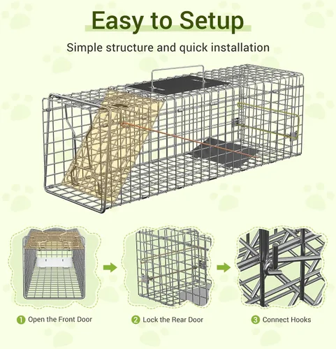 Miniatura 2 de ZENY Jaula de acero para animales vivos, jaula de roedores para conejos, gatos callejeros, ardillas, mapaches, topos, topes, pollo, zarigüeya