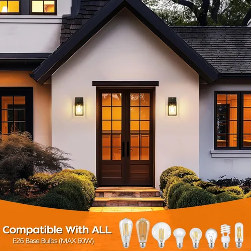 Miniatura 7 de WIHTU Accesorios de Luces de Porche Exteriores para Montaje en Pared, Accesorios de Iluminación Exterior del Atardecer al Amanecer para Casa, Luces