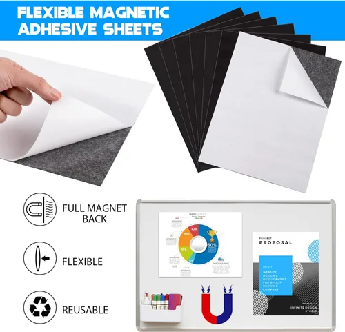 Miniatura 4 de Hojas magnéticas adhesivas para tamaño carta de 8.5 x 11 pulgadas (paquete de 8), hojas magnéticas con adhesivo autoadhesivo para el hogar