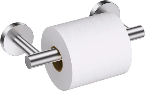 Miniatura 10 de Soporte de papel higiénico dorado cepillado para montaje en pared, soporte de rollo de papel higiénico grande de doble base, accesorios de acero