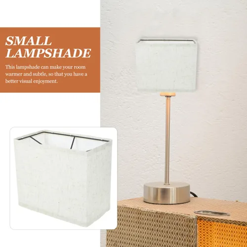 Miniatura 3 de Kichvoe Pantalla de lino beige para enchufe de luz E27, pantalla rectangular para lámpara de pie, cubierta de lámpara de tela extraíble para uso