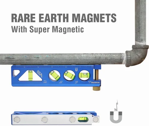 Miniatura 3 de WORKPRO Nivel de torpedo, magnético, Verti. Site de 4 viales para doblado de conductos, construcción de aleación de aluminio, 6-1/2 pulgadas