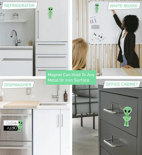 Miniatura 4 de DolliBu Alien Plush - Imán para refrigerador de 4 pulgadas – Imán de peluche de alienígena esponjoso, divertido y lindo imán espacial para nevera
