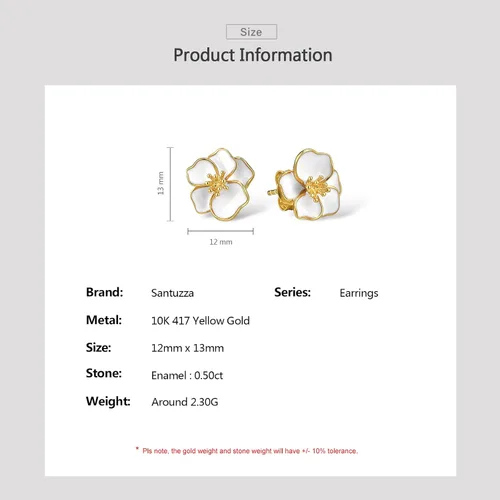 Miniatura 5 de Santuzza Aretes de oro macizo de 10 quilates con diamantes esmaltados para mujer