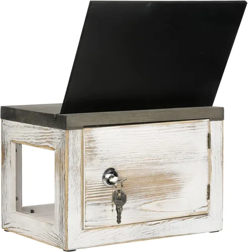 Miniatura 7 de MyGift Caja de tarros de puntas, caja de donación para iglesia, caja de sugerencias con panel acrílico transparente, cerradura, llave, pizarra