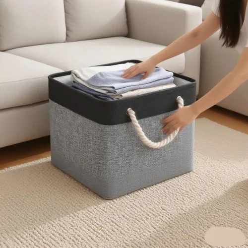 Miniatura 5 de Fabric Storage Cubes, 11 inch cube storage bin with Handles, 11x11cube storage organizer bins, Collapsible Storage Bins for Shelves and Home, Cubby