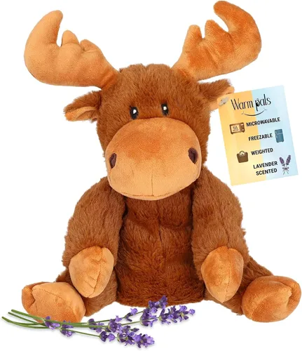 1i4 Group Mack Moose - Animal de peluche con peso y apto para microondas - Peluche térmico para mayor calidez, juguete lindo, suave y acogedor para