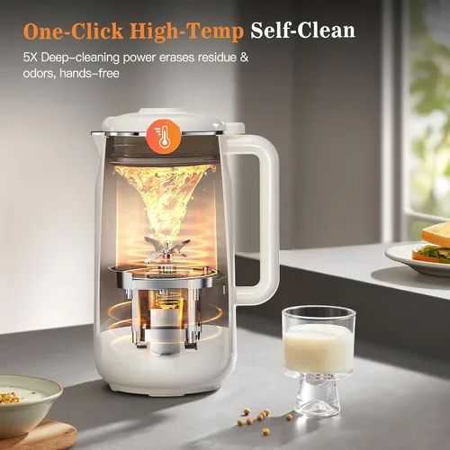 Miniatura 6 de Máquina para hacer leche de nuez 10 en 1, máquina de leche de almendra con pantalla IMD de 42 onzas, máquina de leche de soja con autolimpieza