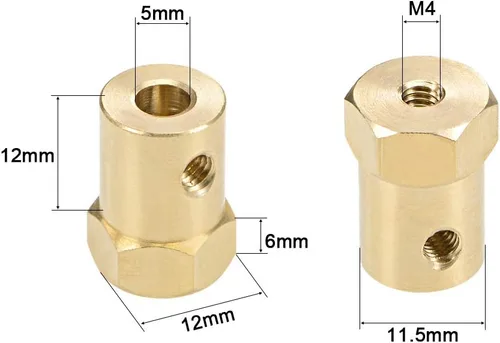 Miniatura 2 de uxcell Acoplador hexagonal de 0.197 in con motor de orificio hexagonal de latón acoplamiento flexible para ruedas de automóvil, neumáticos, motor