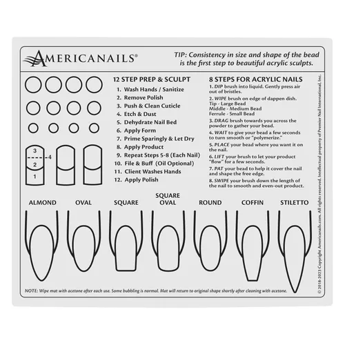 Miniatura 3 de Americanails Mini - Alfombra de acrílico de entrenamiento para uñas, hoja de silicona para principiantes, aplique uñas acrílicas con plantilla