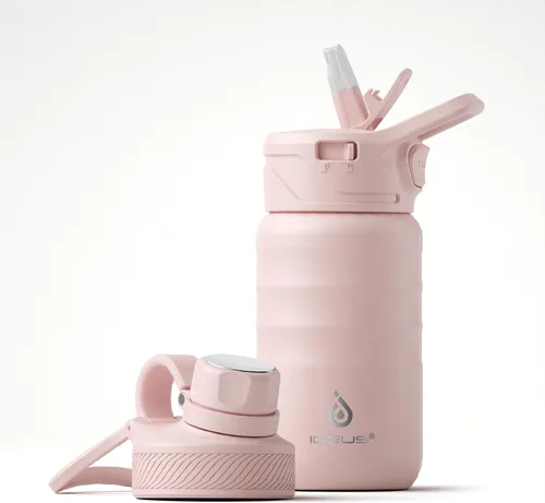 Miniatura 38 de IDEUS Botella de agua aislada de 12 onzas, botella de agua aislada de acero inoxidable para la escuela, botellas aisladas con pajitas a prueba