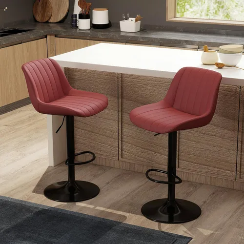 Miniatura 27 de Youhauchair - Juego de 1 taburete de bar, taburetes giratorios de altura de mostrador con respaldo, sillas de bar ajustables de piel sintética