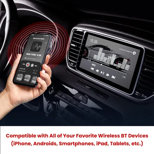 Miniatura 6 de Pyle Estéreo de coche DIN único de 10.1 pulgadas, unidad principal receptora de pantalla táctil estéreo Bluetooth Indash con cámara de respaldo