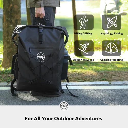 Miniatura 7 de STOVER 5/10/25/30/40/55L Waterproof Dry Bag- Roll-Top Backpack w/Phone Case- Kayaking, Hiking, Camping, Boating- Men/Women 55L Negro