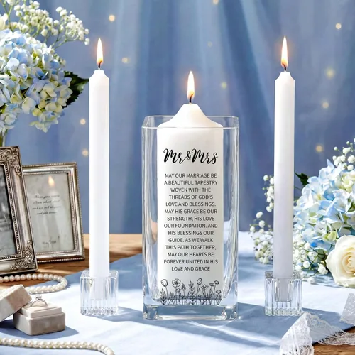 Miniatura 9 de Irenare Unity Velas con soporte para ceremonia de boda, accesorios de decoración de boda, portavelas de cristal, vela para eventos formales, iglesia