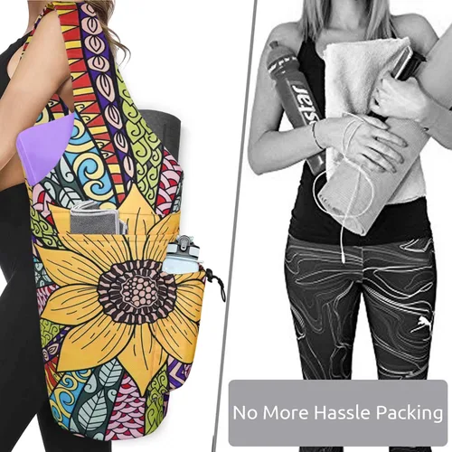 Miniatura 4 de Bolsa para Esterilla de Yoga - Bolsa Transportadora Tipo Tote Larga de Gran Apertura para Esterilla de Yoga con Bolsillo Impermeable con Cremallera