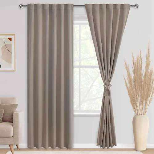 Miniatura 57 de DWCN Cortinas opacas con pestaña trasera para ventana - Cortinas opacas con bolsillo para barra para oscurecer la habitación para dormitorio/sala