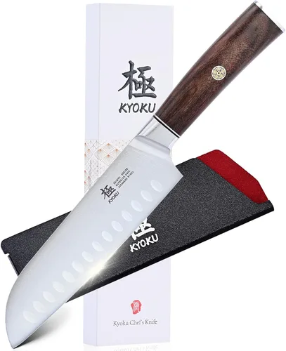 Miniatura 12 de KYOKU Cuchillo Nakiri de 7 Pulgadas - Serie Daimyo - Cuchillo de Verduras con Mango Ergonómico de Palisandro, y Pin de Mosaico - Cuchillo de Cocina