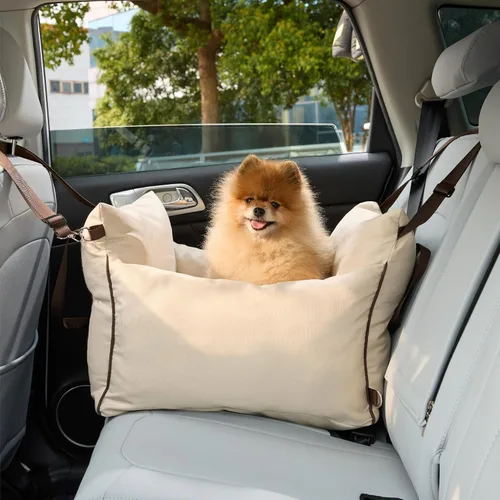 Miniatura 9 de Lesure Asiento de automóvil para perros pequeños - Asiento elevador para perro con parte inferior impermeable, correa de seguridad con clip