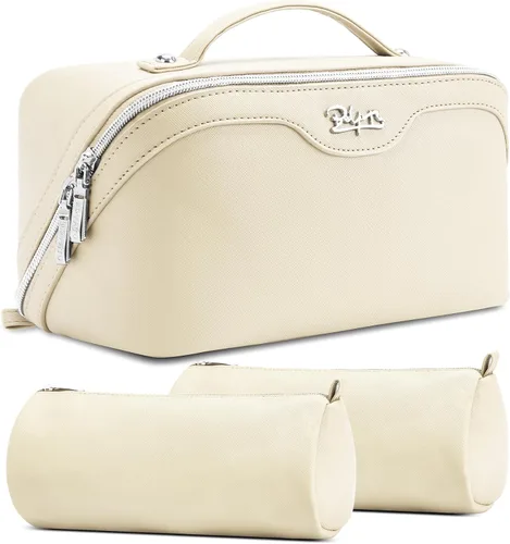 Miniatura 7 de BOYATU Bolsa organizadora de maquillaje de viaje, bolsa de cosméticos: Juego de 3 bolsas de maquillaje para mujeres con asa - Bolsas de aseo