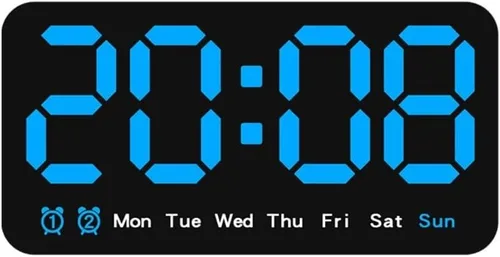 Miniatura 6 de Reloj digital de montaje en pared con pantalla grande con fecha y hora de la semana, 3 ajustes de brillo, formato dual de 12/24 horas para una fácil