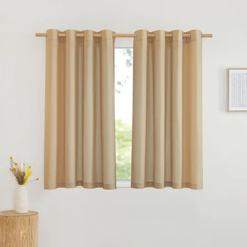 Miniatura 34 de NICETOWN Cortinas de lino natural con textura de lino para dormitorio, mezcla de lino rústica con ojales en la parte superior, semitransparentes