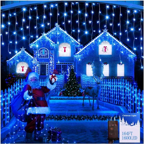 Miniatura 13 de FLVOECN 480 luces LED de Navidad de 49 pies, enchufables, 8 modos con temporizador, luces de hielo regulables, para exteriores, impermeables
