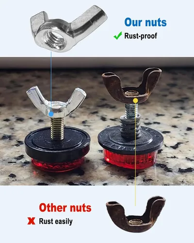 Miniatura 3 de Marco de matrícula de motocicleta con reflectores rojos, pernos y tuercas, kit de soporte de placa de acero inoxidable negro para motocicleta