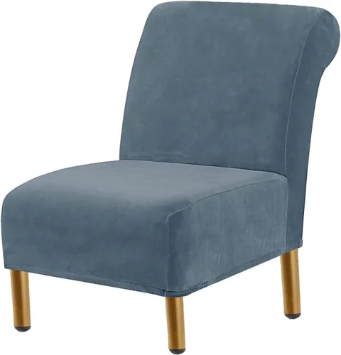 Miniatura 8 de Funda para silla decorativa sin brazos, de terciopelo elástico, extraíble, lavable, protector moderno de muebles con parte inferior elástica