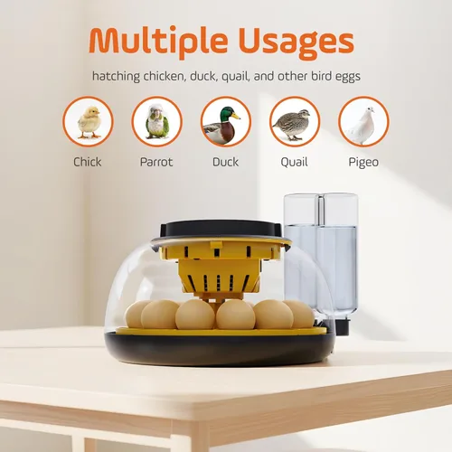 Miniatura 4 de Incubadoras para incubar huevos con giro automático de huevos y pantalla de humedad, control de temperatura, llenado automático de agua, vela