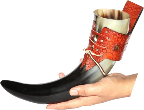 Miniatura 13 de Viking Beber - Taza corta con funda de cuero auténtica y segura para alimentos, sin fugas, taza de cerveza nórdica con capacidad de 8 a 10 onzas