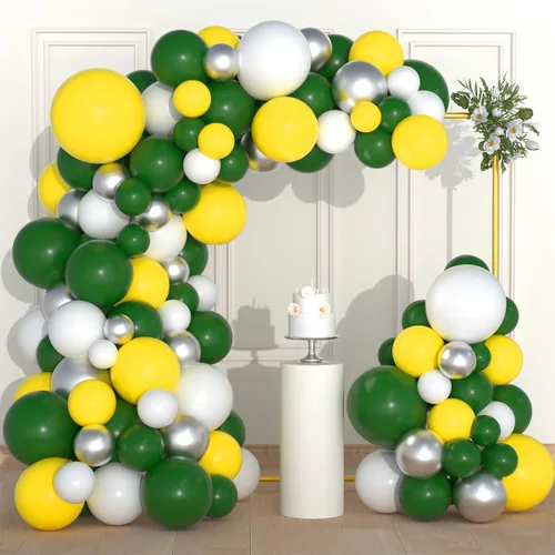Miniatura 10 de Guirnalda de arco de globos azul real, negro, plateado y blanco, globos de confeti plateado metálico azul, negro, blanco, globo de videojuegos