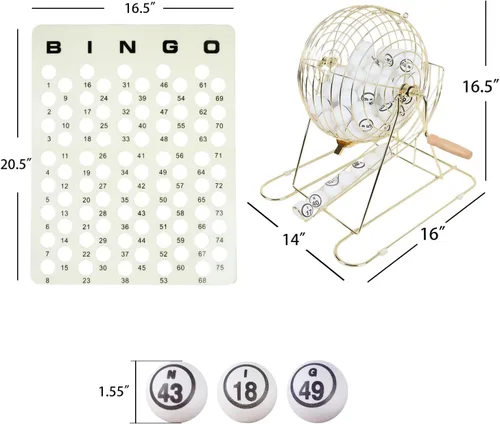 Miniatura 2 de GSE Games & Sports Expert Juego de bingo profesional con jaula extragrande, bolas de tamaño de ping pong de 1.5 pulgadas, tablero maestro. Ideal