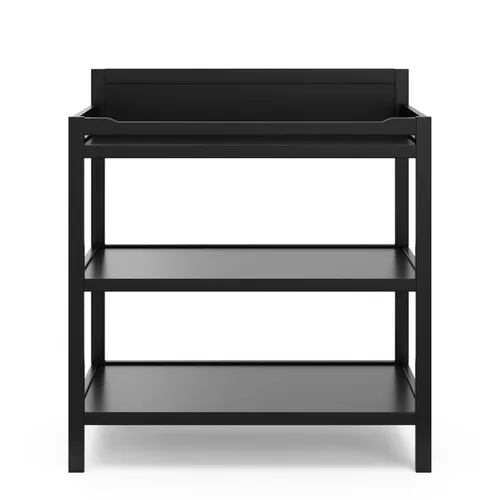 Miniatura 3 de Storkcraft Cambiador Alpine (negro) – Cambiador de guardería con certificado GREENGUARD Gold, incluye cambiador resistente al agua, 2 estantes