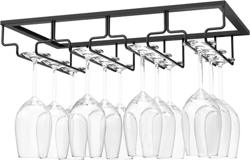Miniatura 14 de Nuovoware Estante para copas de vino, soporte para copas de vino, 8 filas, color dorado profundo