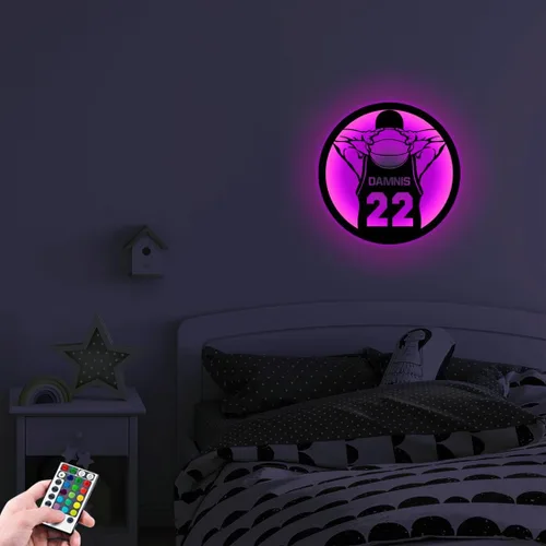Miniatura 7 de Letrero de metal personalizado para jugador de baloncesto con luz LED, nombre y número personalizados, arte de pared de baloncesto, decoración