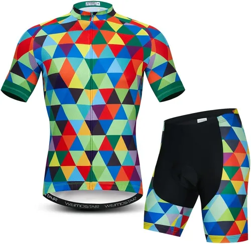 Miniatura 119 de Weimostar Hombre Ciclismo Jersey Manga Corta Bicicleta Ropa Multicolor Diamante