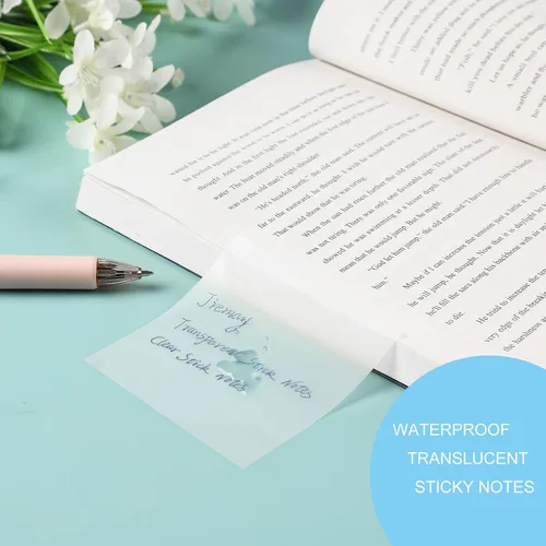 Miniatura 3 de Bloc de notas adhesivas transparentes de 3 x 5 pulgadas, notas adhesivas transparentes para libros, recordatorio de mensajes, notas adhesivas