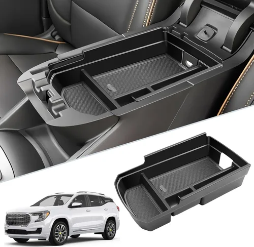 Miniatura 12 de SKTU para 2022 2023 Chevrolet Bolt EUV EV Organizador de consola central inserto de ABS negro, bandeja de materiales, reposabrazos, caja de 2022