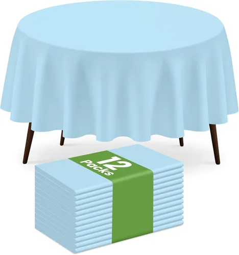 Miniatura 39 de Paquete de 2 manteles redondos desechables color azul oscuro, manteles de plástico para fiestas, 84 x 84 pulgadas, impermeable, para campamento