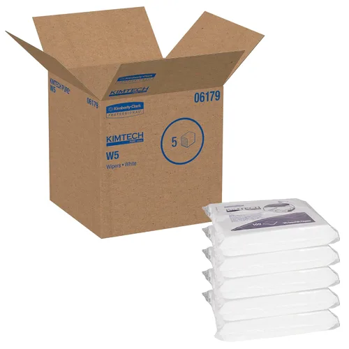 Kimtech 06179 W5 - Limpiaparabrisas para tareas críticas, bolsa doble plana, Spunlace, 9 x 9, blanco, 100 por paquete (caja de 5 paquetes)