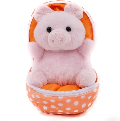 Miniatura 12 de Plushland - Muñeco de peluche (6 pulgadas), diseño de animal de peluche dentro de un huevo con cremallera; regalo ideal para niños y niñas