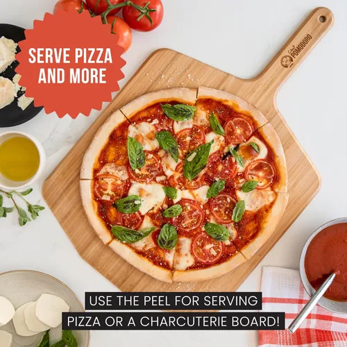 Miniatura 5 de Chef Pomodoro Pela de pizza de madera de 16 pulgadas, herramienta duradera para hornear, paleta deslizante, tabla de cortar de madera, espátula