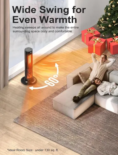 Miniatura 3 de TRUSTECH Calentador de espacio en torre de 26 pulgadas, calentador eléctrico de 1500 W para habitaciones grandes, termostato y 3 modos, oscilación