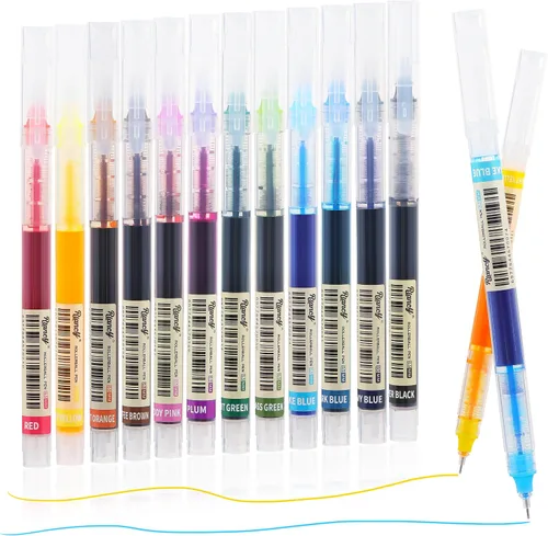 Miniatura 10 de Bolígrafos de Gel de Punta Fina Negra 12Pcs 0.5mm Bolígrafos de Gel de Bola de Tinta Líquida Negra Sin Manchas Sin Correr, Bolígrafo de Escritura