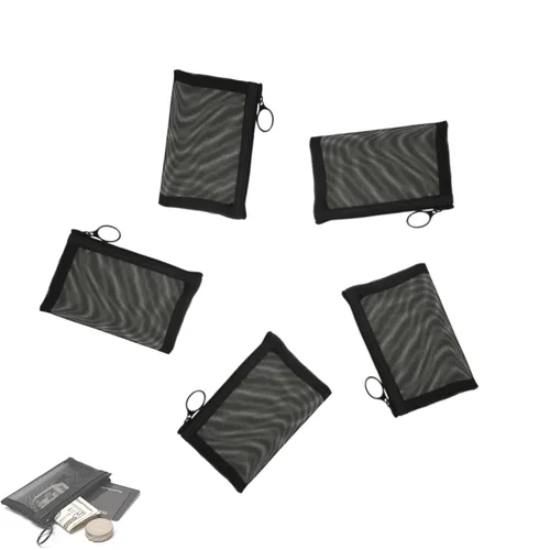 Patu Mini bolsas de malla con cremallera, 3 x 4 pulgadas, tamaño XS/A8, 5 piezas, bolsa para llavero, monedero, kit de viaje transparente,
