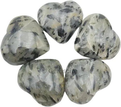 GEMSCITE Piedra preciosa negra de rutilo con forma de corazón, 1.181 in, bolsillo de palma, curación, tallada, piedra de preocupación, buena suerte,